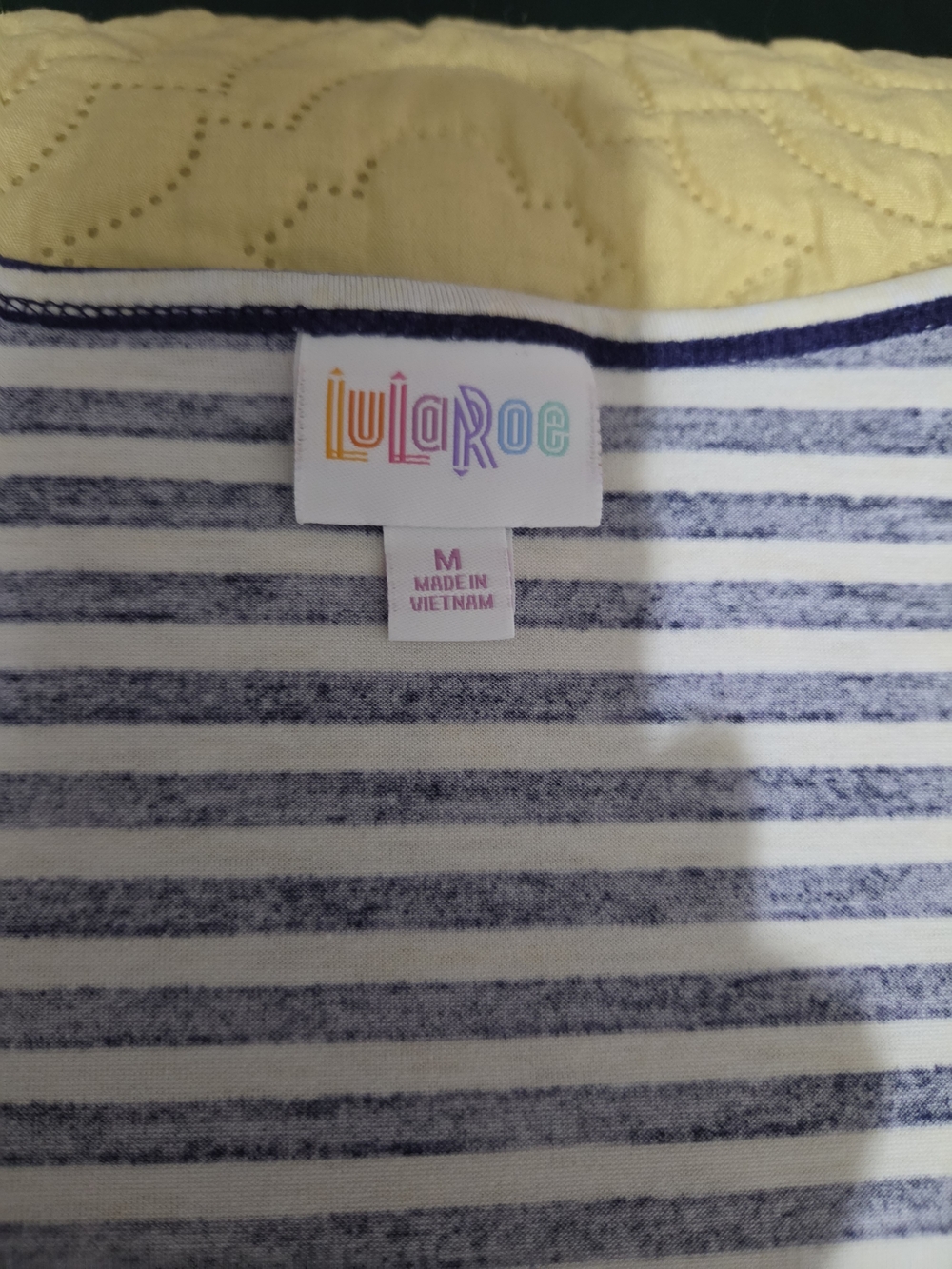 LuLaRoe Women's Top - White with Navy Stripes